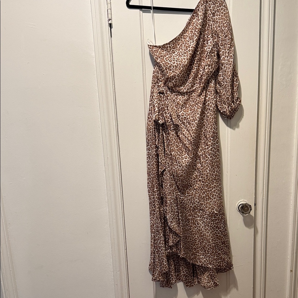 J. Crew Collection Leopard bn Print One-Shoulder Dress